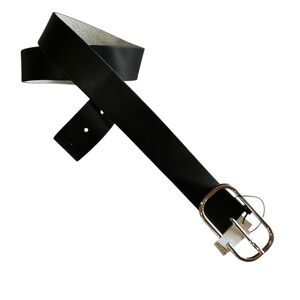 White House Black Market Black Leather Belt Silver Buckle NWT Size M